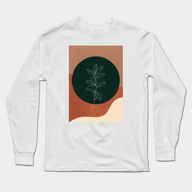 Botanical, Geometric, Minimalist, Abstract Art Long Sleeve T-Shirt by Colorable